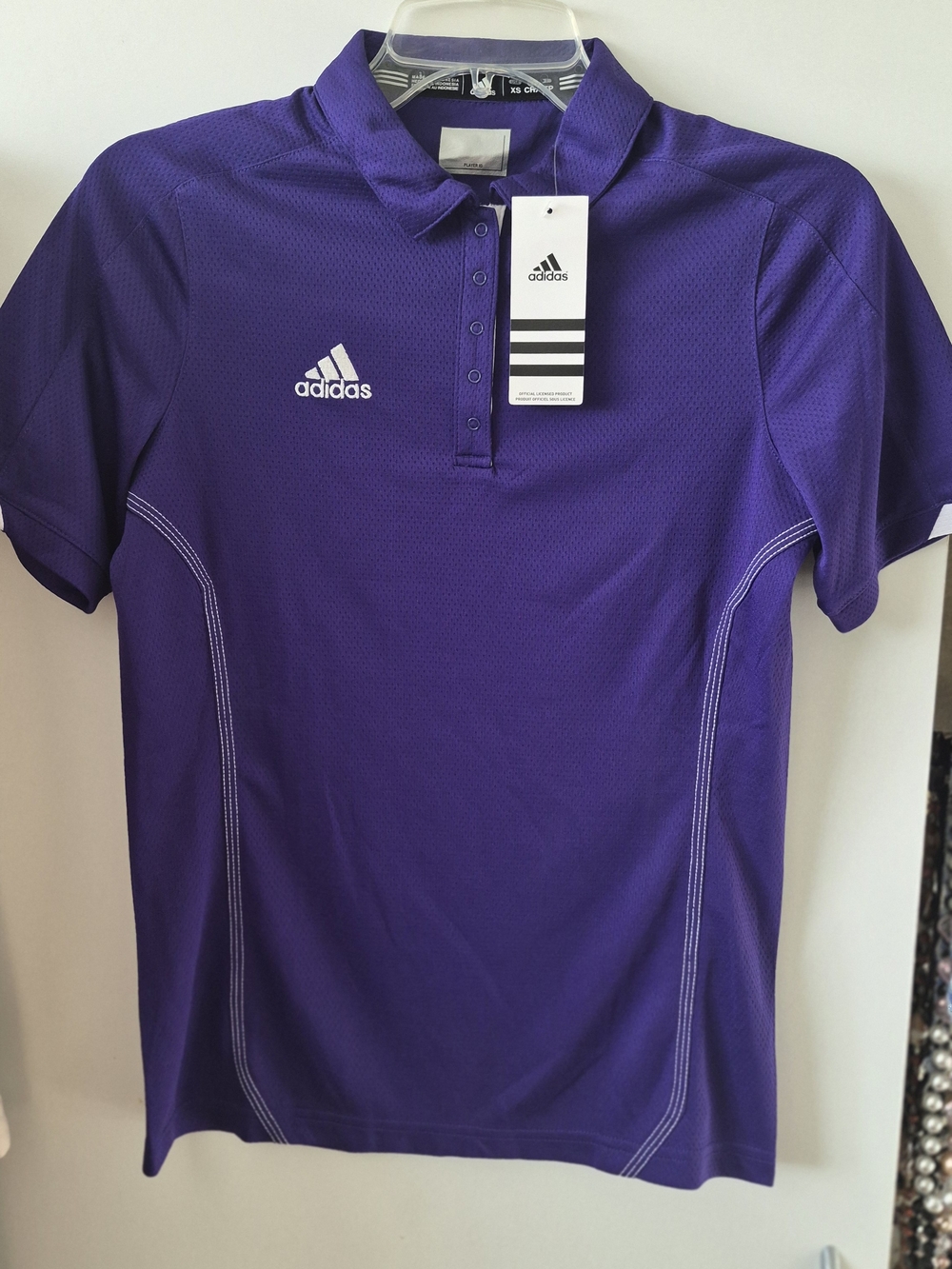 adidas Women's Purple Short-Sleeve Polo with Logo